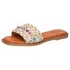 Pantolette MUSTANG SHOES, Damen, Gr. 40, beige multifarben, Synthetik, kontrastfarbene Details, modisch, Schuhe, Flats, Sandale, Pool Slides mit modischen Glitzerfäden