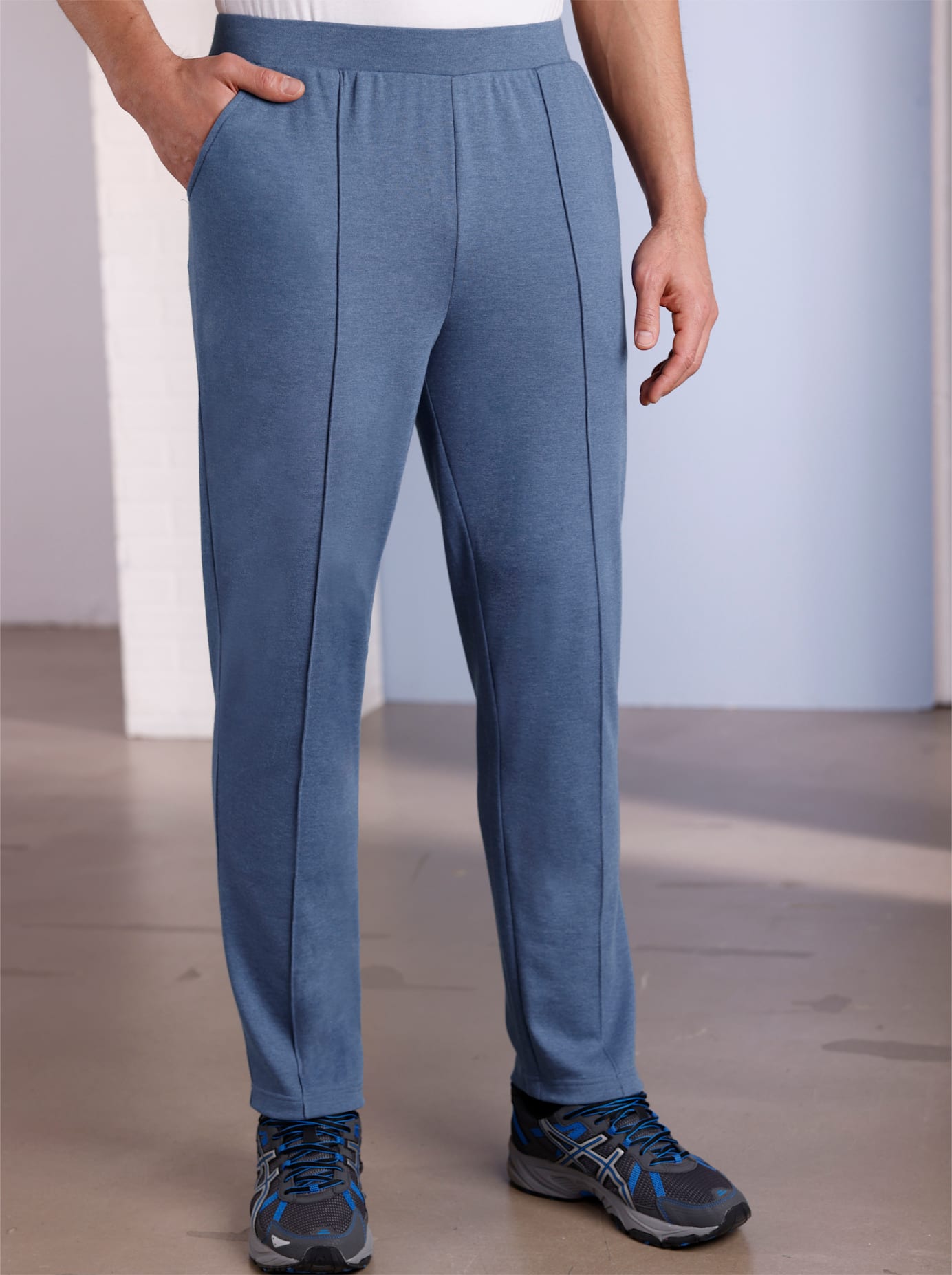 Schlupfhose CLASSIC, Herren, Gr. 48/50, Normalgrößen, blau (jeansblau, meliert), 50% Baumwolle, 50% Polyester, meliert, Hosen Image
