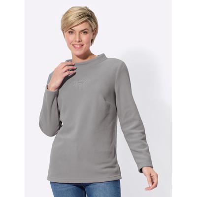 Fleeceshirt CLASSIC BASICS "Fleece-Shirt", Damen, Gr. 44, grau (steingrau), 100% Polyester, unifarben, Langarm, Shirts Image