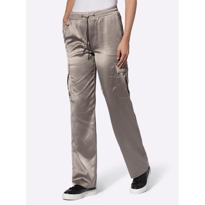 Cargohose HEINE, Damen, Gr. 44, Normalgrößen, grau (taupe), 97% Polyester, 3% Elasthan, unifarben, Hosen Image