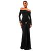 Jerseykleid MODA MINX "Samantha Off Shoulder Dress", Damen, Gr. XL, EURO-Größen, schwarz, 100% Polyester, unifarben, elegant, lang, Langarm, Kleider, im schulterfreien Design