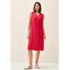 Tunikakleid CECIL, Damen, Gr. XXL (46), N-Gr, glazed apple rot, Web, Obermaterial: 88% Viskose, 12% Nylon, unifarben, casual, regular fit kniebedeckend, V-Ausschnitt, ohne Ärmel, Kleider, Sommerkleid mit Bändern am Ausschnitt