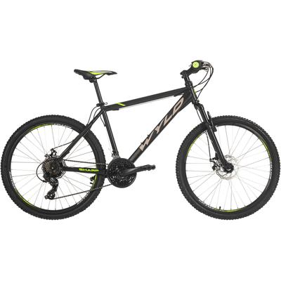 Mountainbike WYLD "Mountainbike Hardtail 26'' Sharp Schwarz-Grün 21 Gänge RH 46 bzw. 51cm" Gr. 46, schwarz (schwarz, schwarz), Fahrräder, 46cm, 26 Zoll (66,04cm) hinten: 26 Zoll (66,04cm)