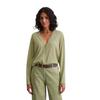Cardigan MARC O'POLO "aus Organic-Cotton-Mix", Damen, Gr. M, smooth sage, Obermaterial: 90% Baumwolle, 10% Polyamid, unifarben, casual, slim fit, V-Ausschnitt, Langarm, Strickjacken
