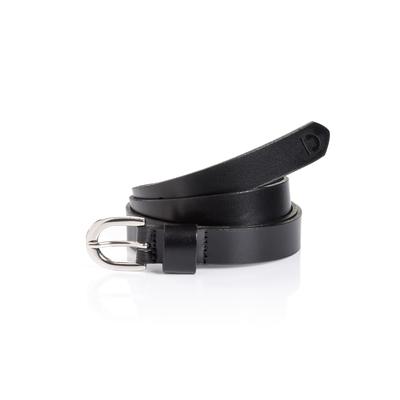 Synthetikgürtel TOM TAILOR "TTDPAULA", Damen, Gr. 85, schwarz, Rindsleder, Gürtel, aus glattem Echtleder mit filigraner Dornschließe – 1,5 cm schmal Image