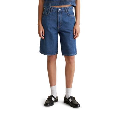 Shorts MARC O'POLO DENIM "aus Rigid Denim ohne Elasthan", Damen, Gr. 27, Normalgrößen, blau (dunkelblau), Obermaterial: 100% Baumwolle, unifarben, casual, ausgestellt knielang, Hosen Image