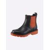 Stiefelette HEINE, Damen, Gr. 39, orange (schwarz, orange), Leder, Rindsleder, Glattleder, modisch, Schuhe
