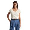 T-Shirt MARC O'POLO "aus softem Modal-Organic-Cotton-Mix", Damen, Gr. L, weiß (weiß cotton), Obermaterial: 50% Modal, 50% Baumwolle, unifarben, Basic, slim fit, tiefer Rundhals, Kurzarm, Shirts