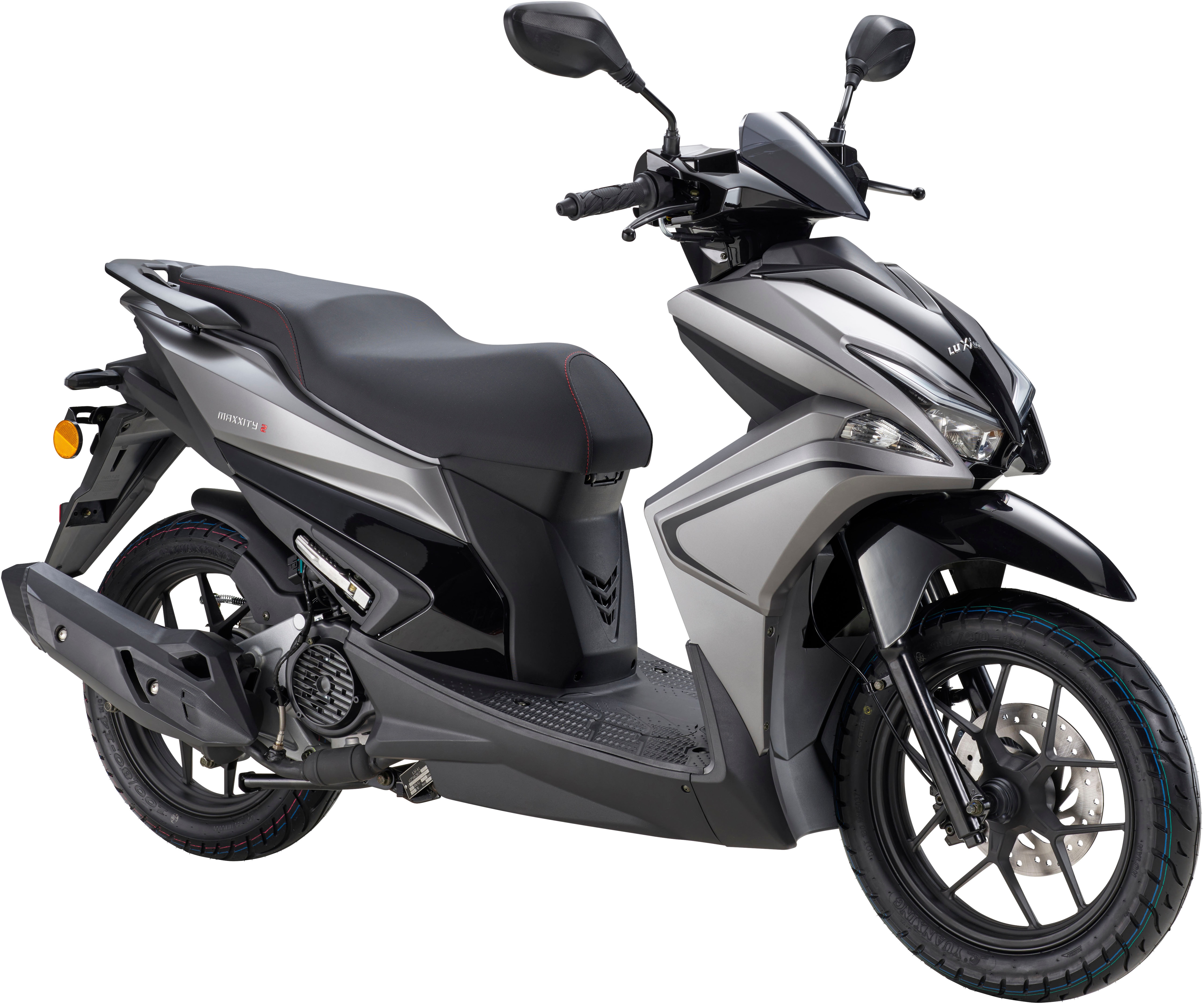 Motorroller LUXXON "MaXXity 2 125, E5+, grau", grau (grau, schwarz), Motorroller, ohne Topcase, 85 km/h, USB zum Laden externer Geräte (5V), B:67,5cm H:110cm L:196cm Image