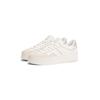 Plateausneaker TOMMY JEANS "THE GREENWICH FLATFORM", Damen, Gr. 41, silber (sanftes weiß, silberfarben), Leder, Lederimitat, kontrastfarbene Details, sportlich, Schuhe, Freizeitschuh, Halbschuh, Schnürerschuh mit Logoschriftzug