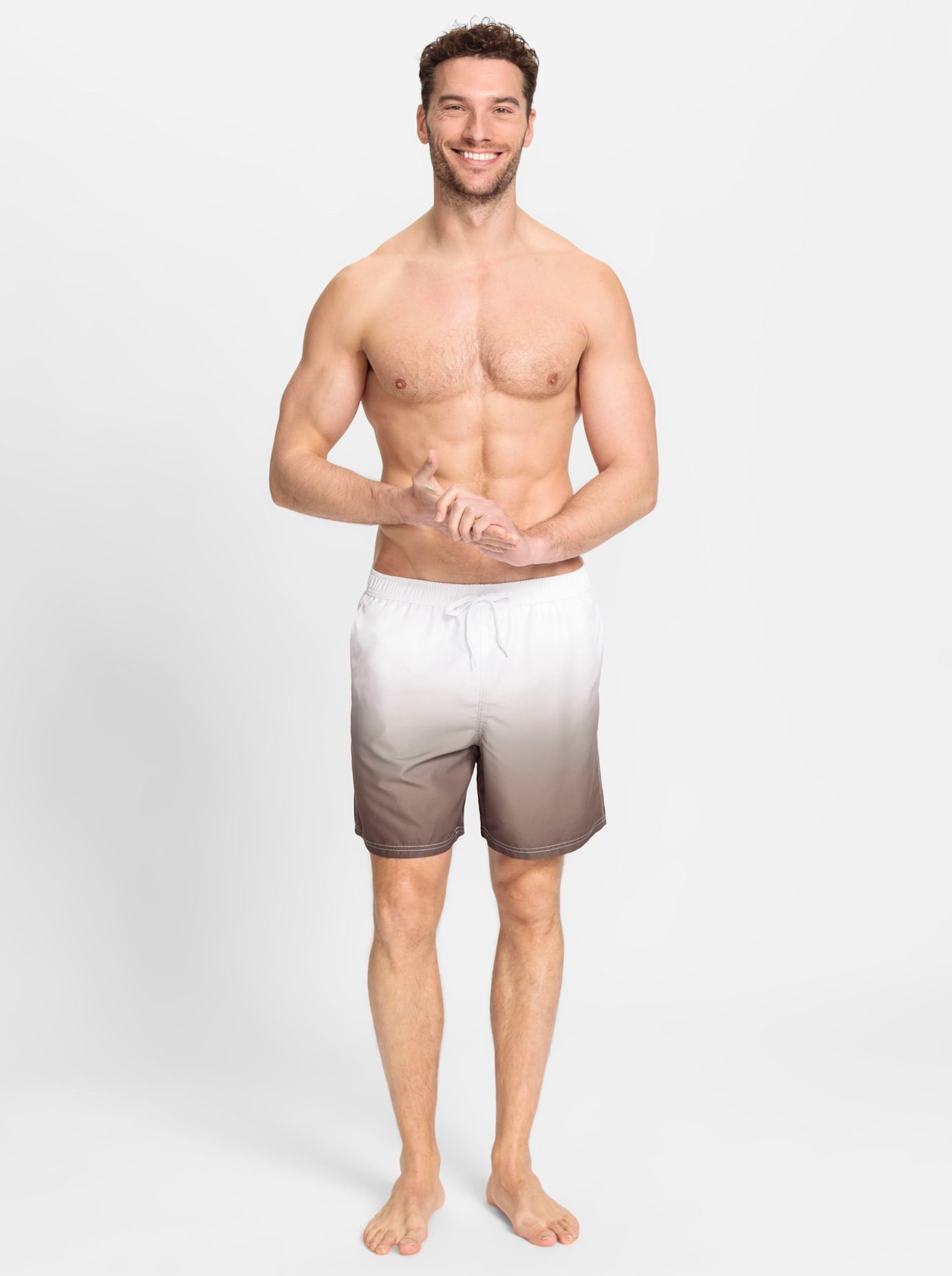 Badeshorts FEEL GOOD, Herren, Gr. 8, Normalgrößen, grau (taupe), Polyester, Badehosen Image