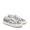 Sneaker SUPERGA "2750 STRIPES PRINT", Gr. 42, sanftes weiß, navy, Textil, sportlich, Schuhe