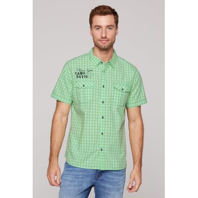 Kurzarmhemd CAMP DAVID, Herren, Gr. S, Normalgrößen, grün, Material: 100% Baumwolle, kariert, bedruckt, bestickt, casual, regular fit normal, Kurzarm gerader Abschluss, Hemden, mit Kontrastnähten Image