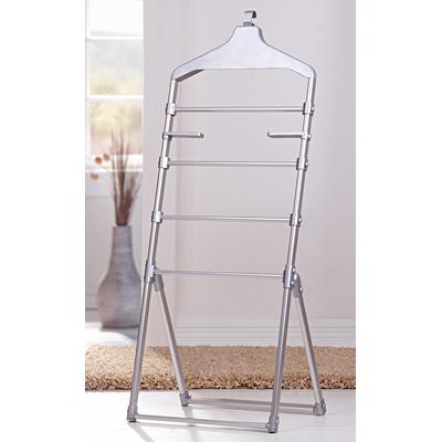 Garderobenständer RUCO "Herrendiener, zum Lüften und Aufbewahren von Kleidung", grau (aluminiumfarben, grau), B:46cm H:125cm T:34cm, Aluminium, Kunststoff, Garderobenständer, aus Aluminium und Kunststoff, platzsparend klappbar Image