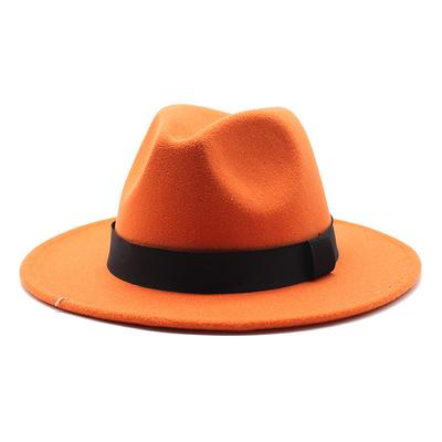 Panama hat European and American British style all-match flat brim jazz hat woolen hat men and women hat