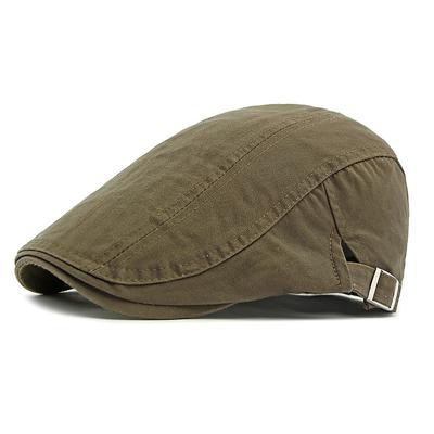 Men's Flat Cap Ascot Hat Newsboy Hat Black Navy Blue 100% Cotton Fashion Casual Street Daily Plain Adjustable Sunscreen Breathable