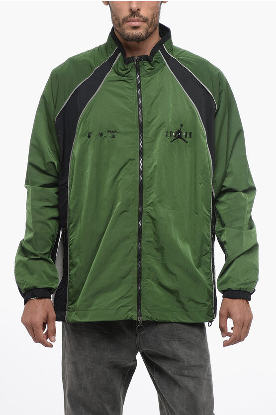 OW X JORDAN Trainings-Windjacke aus Nylon mit Frontreißverschluss in Grün