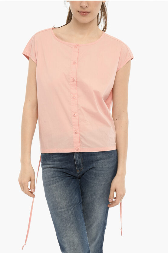 Baumwoll-Popeline-Bluse mit Spitze in Rosa Image