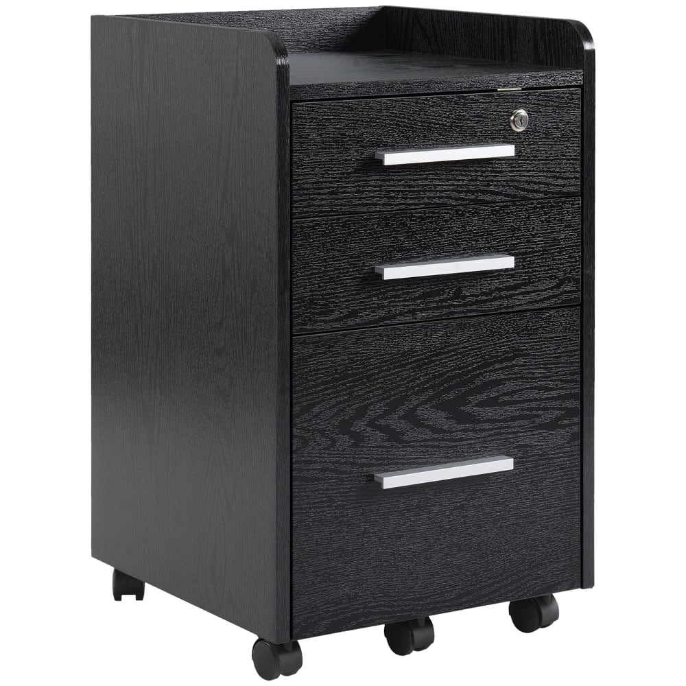 Caisson de bureau 3 tiroirs en bois noir