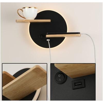 Ymyny - led Wandleuchte Innen mit USB-Anschluss Moderne Wandlampe mit Schalter Leselampe Image