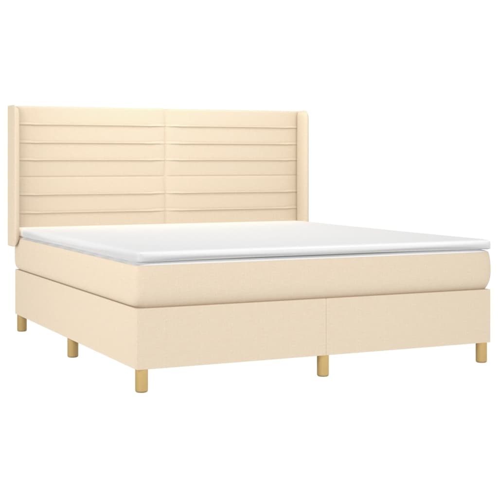 vidaXL Boxspringbett mit Matratze & LED Creme 180x200 cm Stoff Image