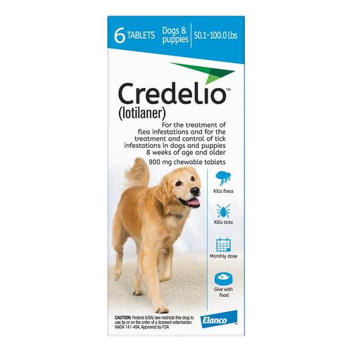 Credelio Pour Chiens 50 à 100 Lbs (900mg) Bleu 3 Doses