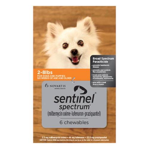 Sentinel Spectrum Chews Pour Chiens 2-8 Lbs (Orange) 6 Chews
