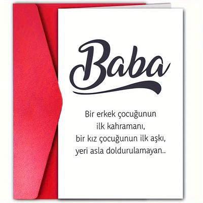 TEMU 1pc, Turkish Father's Day Card, With An Envelope (12cm * 18cm) For Love Father, , Suitable For Birthday, Praise, , Warm Turkish Father's Day Card, The Position Can Never Be Replace