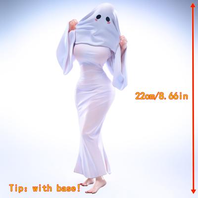 TEMU 18+ Girl Pvc Collectible Figure - Spooky Anime-style Doll With White Dress & Red Bow, Home, Office, Or , Office Decoration | Spooky Anime Figure | Detailed Costume, Anime Room Decor
