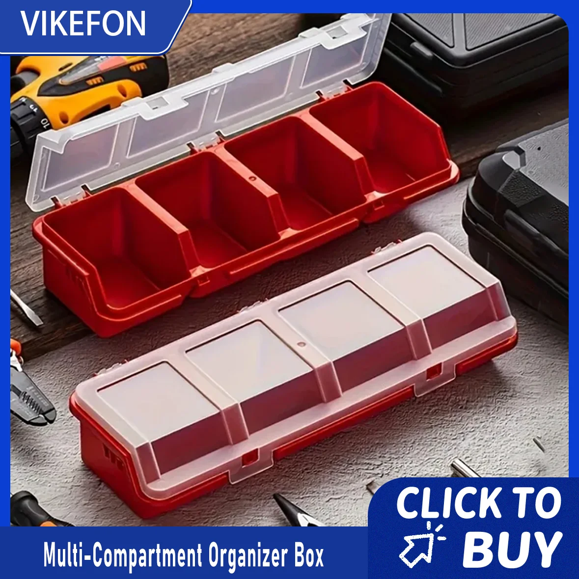 VIKEFON 1 Stück/2 Stück Organizer-Box mit mehreren Fächern für Schrauben und Kleinteile – robuster Kunststoff-Hardware- und Schmuckaufbewahrungskoffer Image
