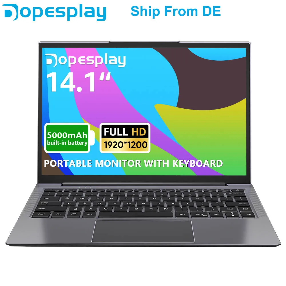 Dopesplay 14,1 Zoll Lapdock-Monitor für Samsung DeX Mini PC Tastatur Tragbarer Bildschirm Extender für S24 Z Fold 6 Note 20 Steam Deck Image