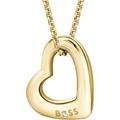 Kette mit Anhänger BOSS "HONEY BOUNDLESS, Herz, 1580721, 1580722", gold (gelbgoldfarben, weiß), Halsketten, Damen, Edelstahl, L: 50,5cm B: 3mm, mit Preciosa Crystal, B:3mm