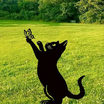 "Anmutige Katze Silhouette Garten Pfähle: entzückende dekorative Stücke für Ihren Garten, Garten oder Rasen beleben"