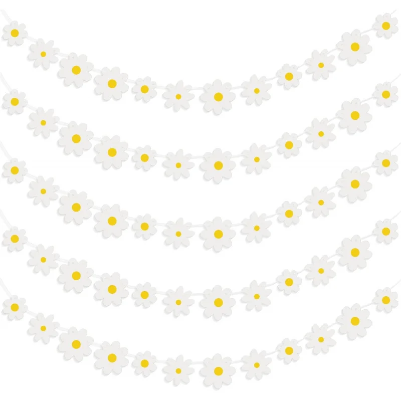 1/5 Stück Groovy Boho Party Hängebanner Hippie Boho Geburtstagsdekoration Gänseblümchen Partydekoration für Mädchen Geburtstagszubehör Image