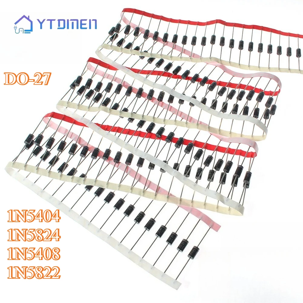 100 Stück DO-27 Gleichrichterdioden 1N5404 1N5824 1N5408 1N5822 Schottky-Dioden Gleichrichterdioden-Set Image