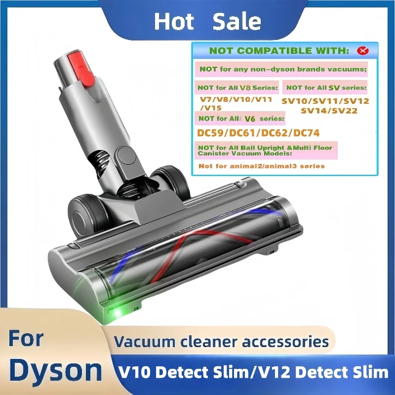 Für Dyson Head Ersatzteile V12 Detect Slim, V10 Digital Slim Reinigungskopf mit grünen LED-Leuchten, für Teppiche und Fliesen Image