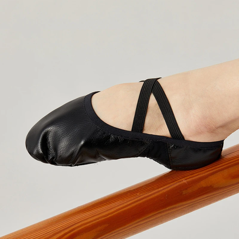 Mädchen Frauen Ballett Schuhe Schwarz Leder Tanzen Hausschuhe Ballerinas Elastische Riemen Weiche Sohle Tanz Schuhe kinder männer training schuh
