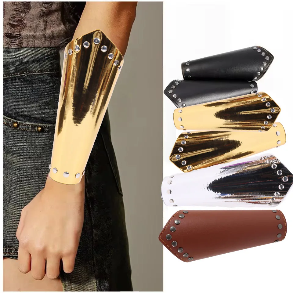 Wikinger Cosplay Mittelalter Steampunk Rock Armband Paar Handschuhe Cosplay Mittelalter Retro Herren Armband PU Gürtel Zubehör Image