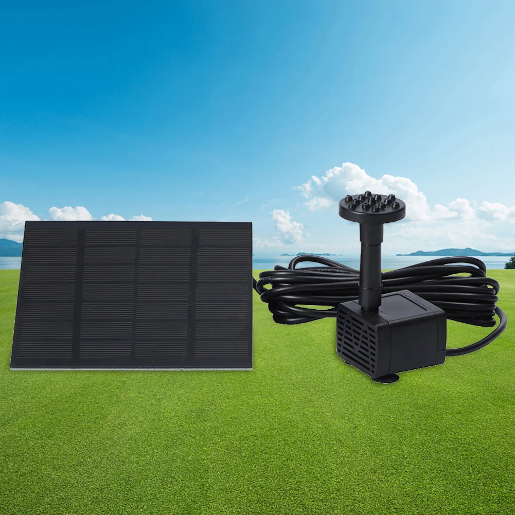 Solar-Wasser-Teichpumpe, multifunktional, mit 6 Düsen, Hydrokultur-Tauchpumpe, dekorative Requisiten für Poolbrunnen, tauchfähig Image