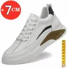 Mann Mode Lift Turnschuhe Aufzug Schuhe für Männer Casual Leder Weiße Schuhe Freizeit Höhe Erhöhen Einlegesohle 7 cm Sport Schuhe