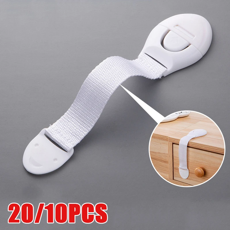 10/20Pcs Baby Sicherheit Latch Schublade Gurtband Sicherheit Lock Multifunktionale Schutz Tuch Gürtel Schloss Schublade Schloss Schrank Türschlösser Image
