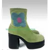 Dame grün Wildleder Blume gedruckt Design Stiefeletten klobige Ferse Mix Farbe neu ankommen Punk Gothic Style Stiefel Schuhe Größe 35-46