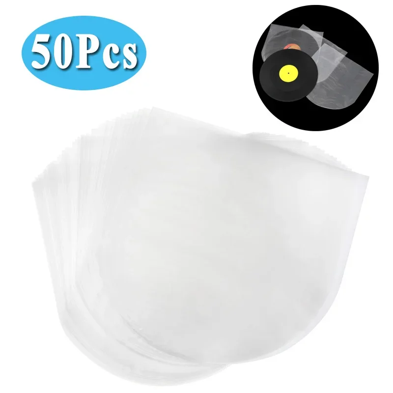 50 Stück transparente PO/OPP-Schallplattenscheibe, antistatische Aufbewahrungsbeutel, Schallplattenhüllen für 12-Zoll-Plattenspieler, LP-Schallplatte Image