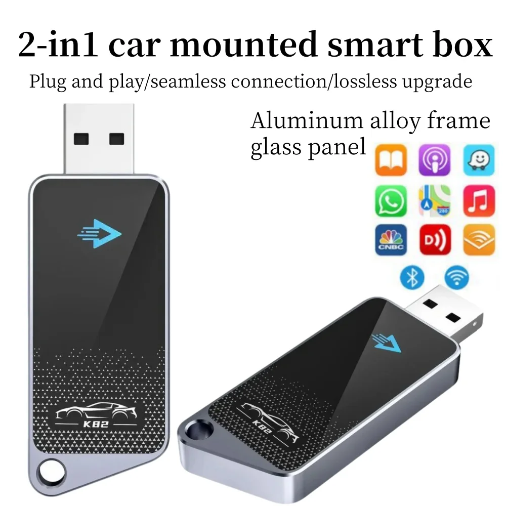 Drahtloser CarPlay-Auto-Adapter, drahtloser Dual-System-CarPlay-Adapter, Plug-and-Play, kompatibel mit IOS/Android Auto, keine Latenz Image