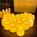 24PCS LED Candle Tea Lights conchiglie rosse a batteria decorazione romantica uso senza fiamma della festa nuziale