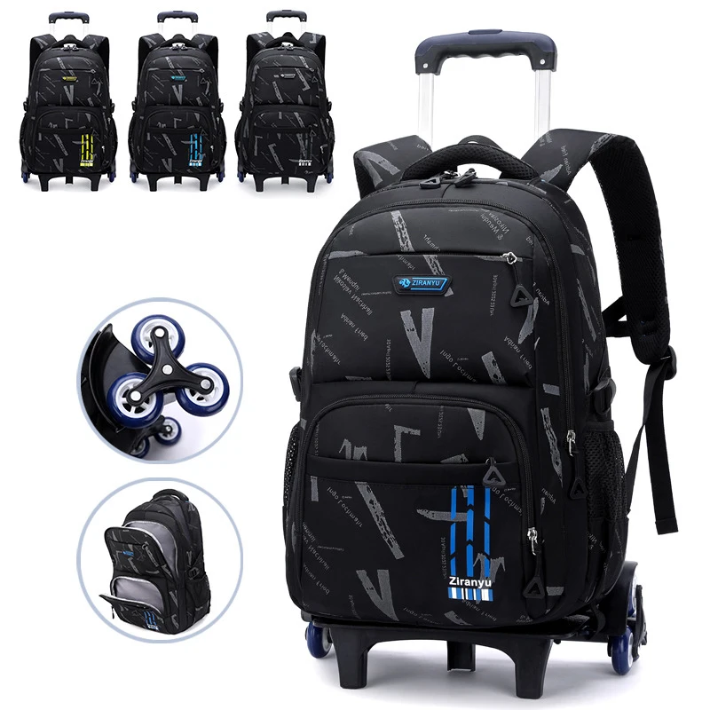 Sacs d'école à roulettes pour garçons, sac à dos à roulettes pour enfants, sac à dos d'école primaire avec roulettes, sac de livre pour étudiants, bagage à main