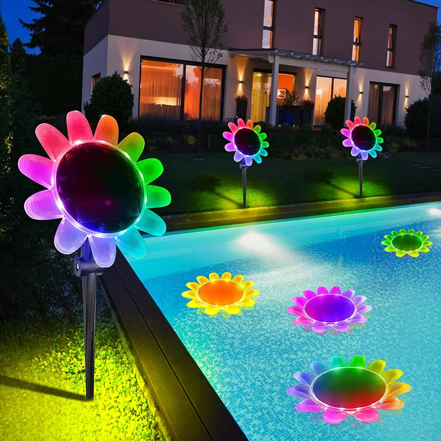 Lumière solaire de piscine LED bande flottante d'eau minuterie à changement de couleur étanche étang piscine flottante lumière de fontaine de source chaude