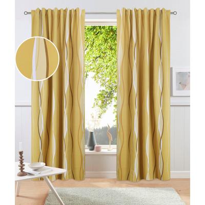 Gardine MY HOME "Dimona Blackout" Gr. 4, gelb (safran), B:130cm H:245cm, Polyester, Gardinen Image