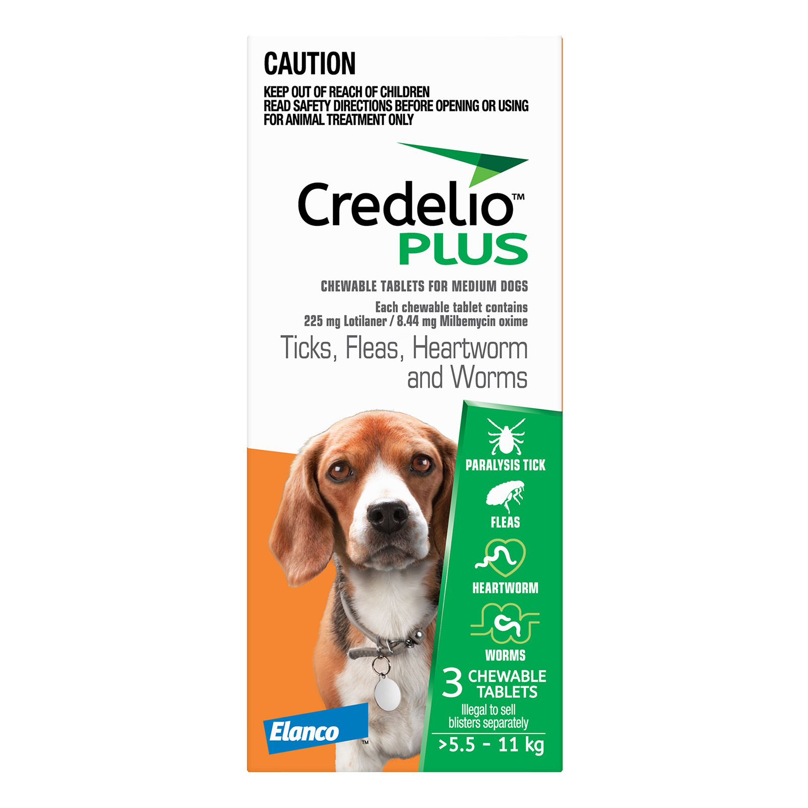 Credelio Plus Per Cani Medi 5,5-11kg (arancione) 12 masticatori