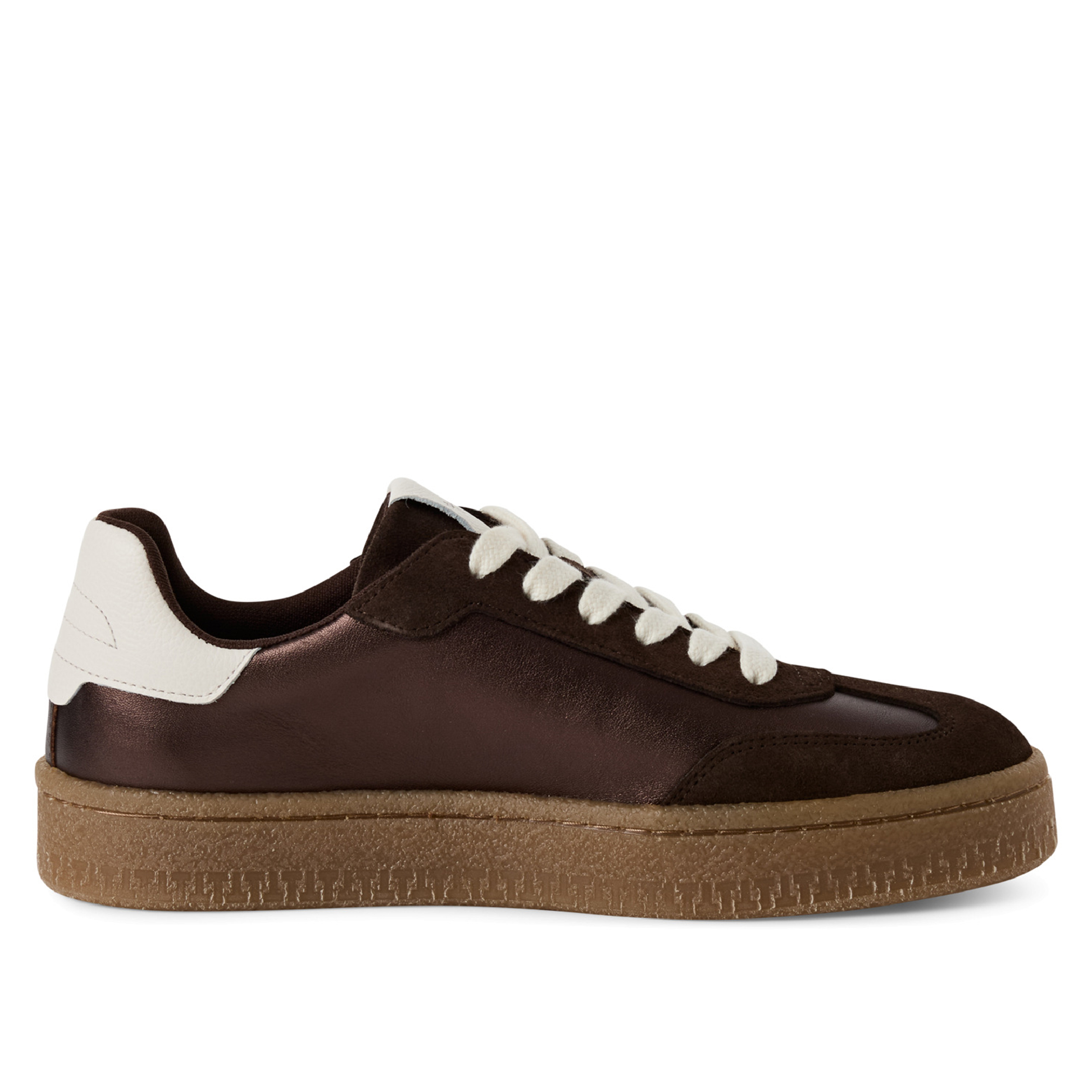 Tamaris Damen Braun Weiß Wildleder Mode Schnürschuhe